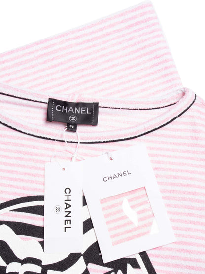 Chanel CC Logo Cotton Terrycloth La Pausa T-Shirt Unisex Pink
