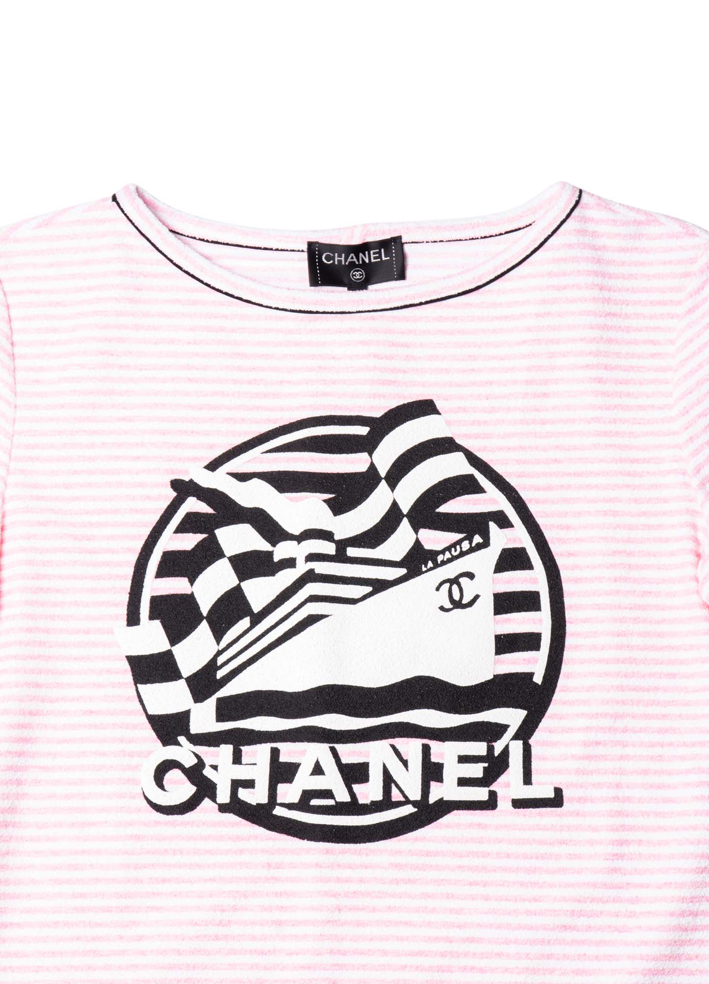Chanel CC Logo Cotton Terrycloth La Pausa T-Shirt Unisex Pink