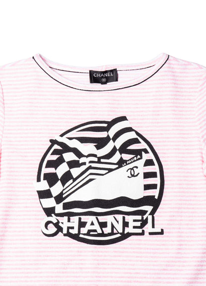 Chanel CC Logo Cotton Terrycloth La Pausa T-Shirt Unisex Pink