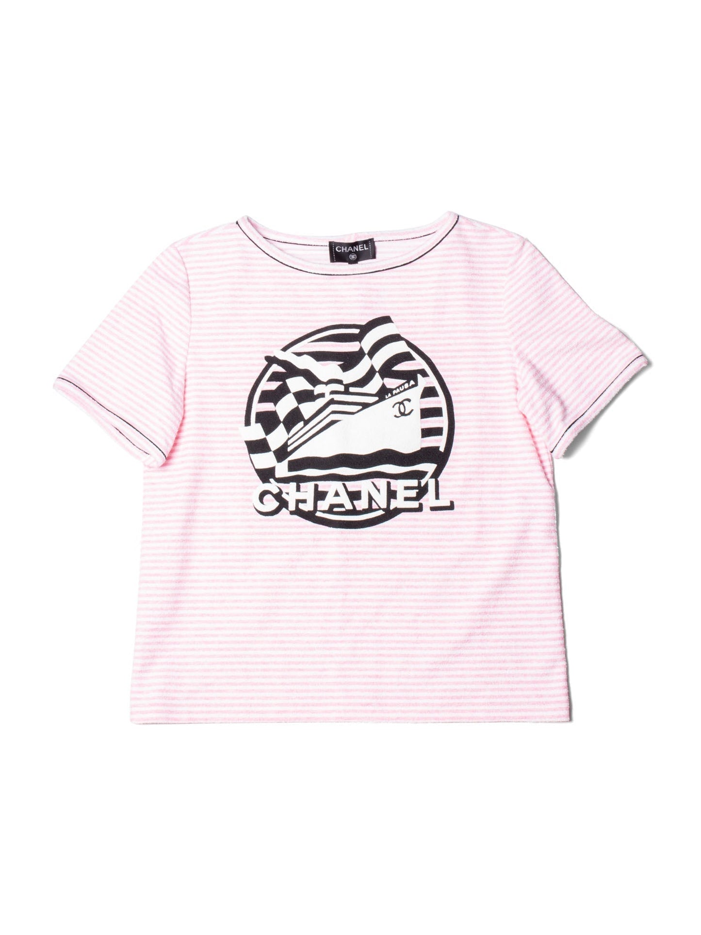 Chanel CC Logo Cotton Terrycloth La Pausa T-Shirt Unisex Pink