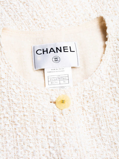 Chanel CC Logo Fantasy Tweed Patch Pocket Vest Ivory