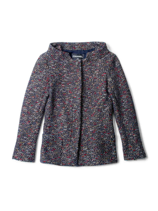 CHANEL CC Logo Fantasy Tweed Regal Fitted Jacket Brown-designer resale