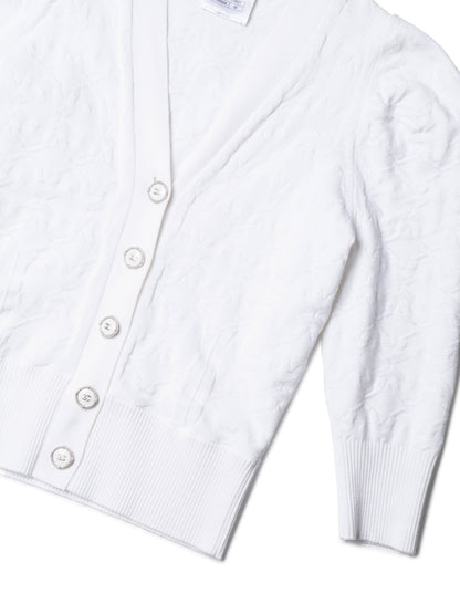Chanel CC Logo Knit Button Down Cardigan White