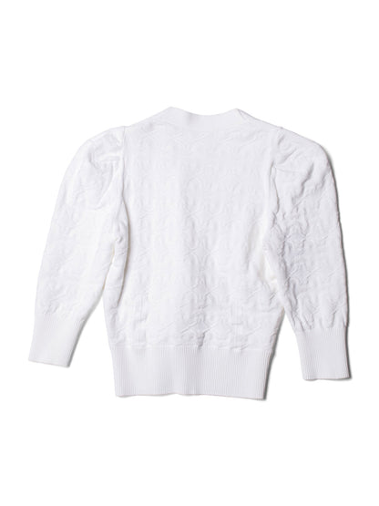 Chanel CC Logo Knit Button Down Cardigan White