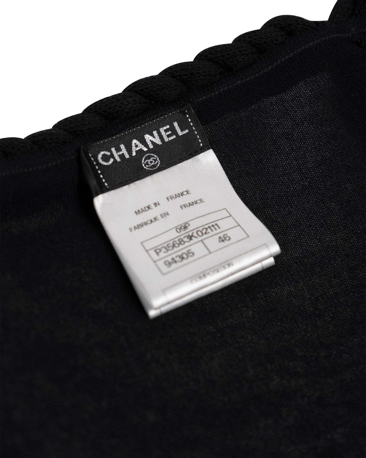 Chanel CC Logo Knit Rope Fringe Blouse Black