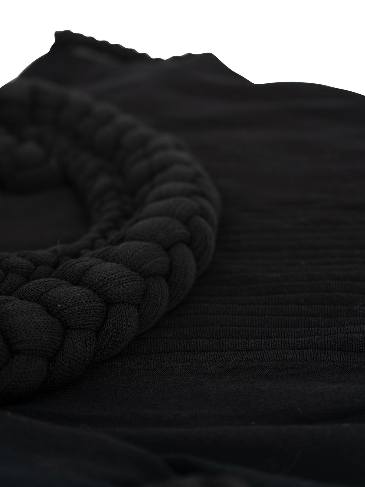 Chanel CC Logo Knit Rope Fringe Blouse Black