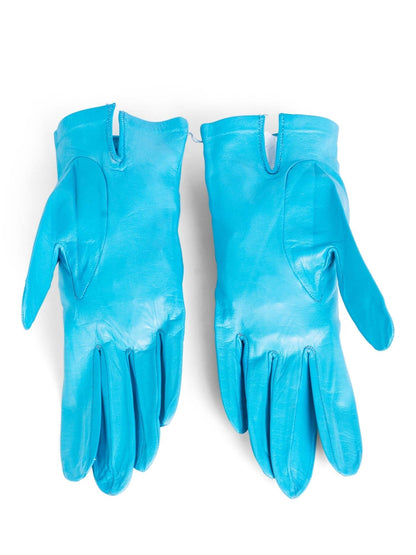 Chanel CC Logo Leather Gloves Sky Blue