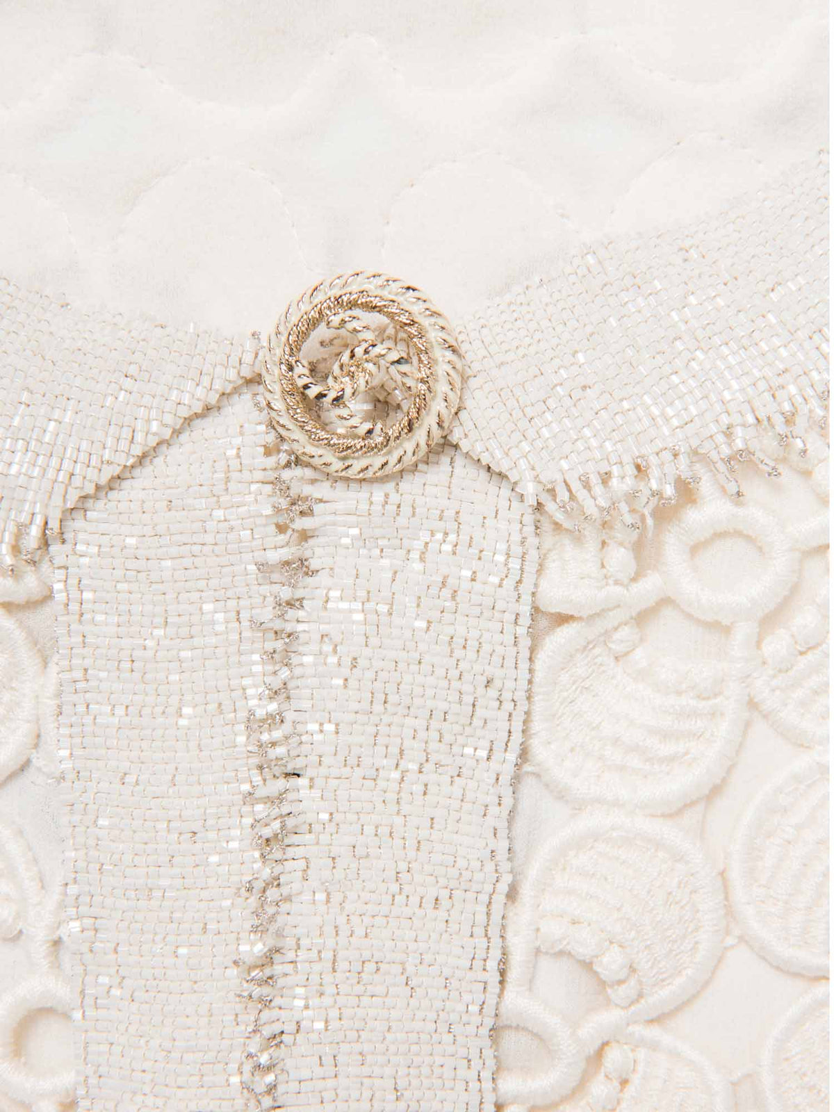 Chanel CC Logo Lesage Tweed Camellia Beaded Fringe Jacket Ivory