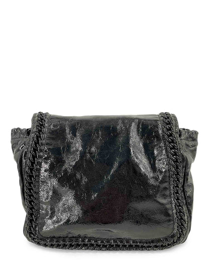 Chanel CC Logo Patent Leather Modern Chain Flap Bag Black
