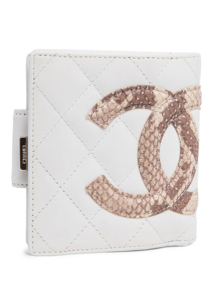 Chanel CC Logo Python Quilted Cambon Wallet White