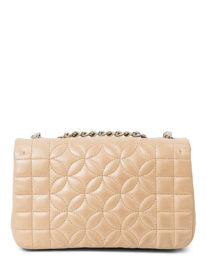 Chanel CC Logo Quilted Camellia Leather Mini Bag Beige