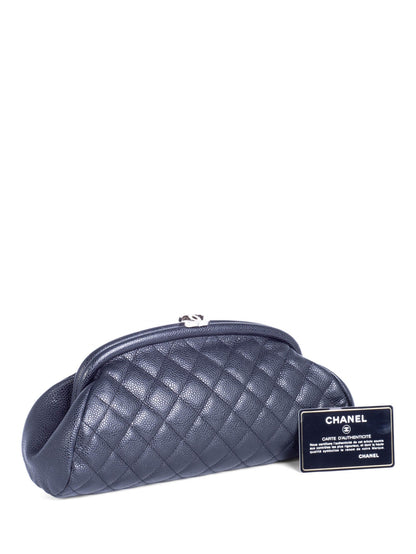 Chanel CC Logo Quilted Caviar Timeless Clutch Black