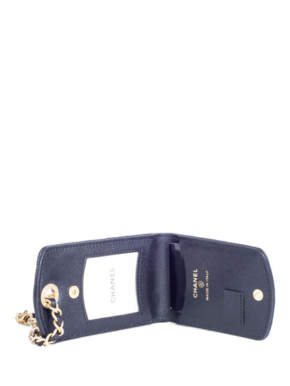 Chanel CC Logo Quilted Leather  Credit Card Wallet Black Gold