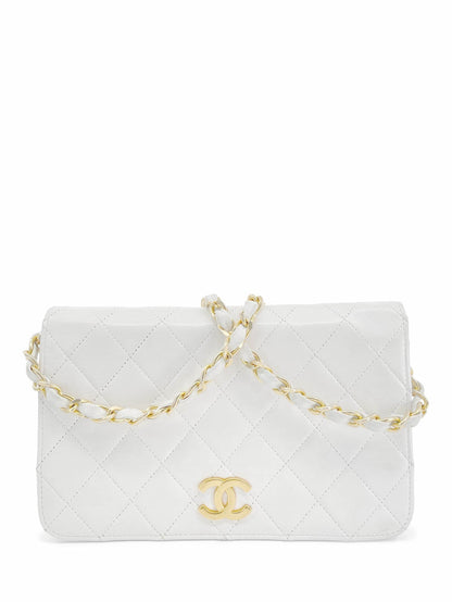 Chanel CC Logo Quilted Leather K Gold Plated Shoulder Bag White