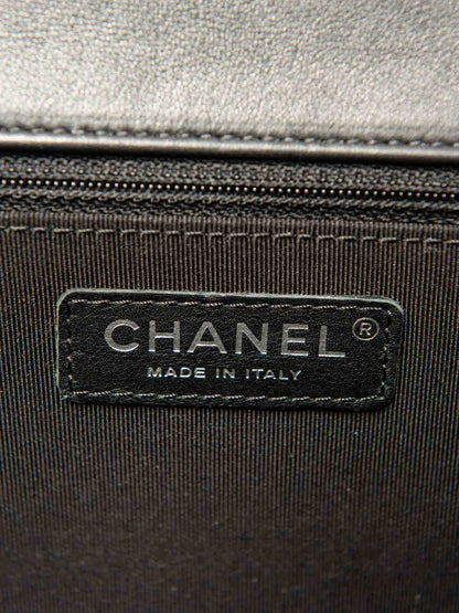 Chanel CC Logo Quilted Leather Medium Boy Bag Black