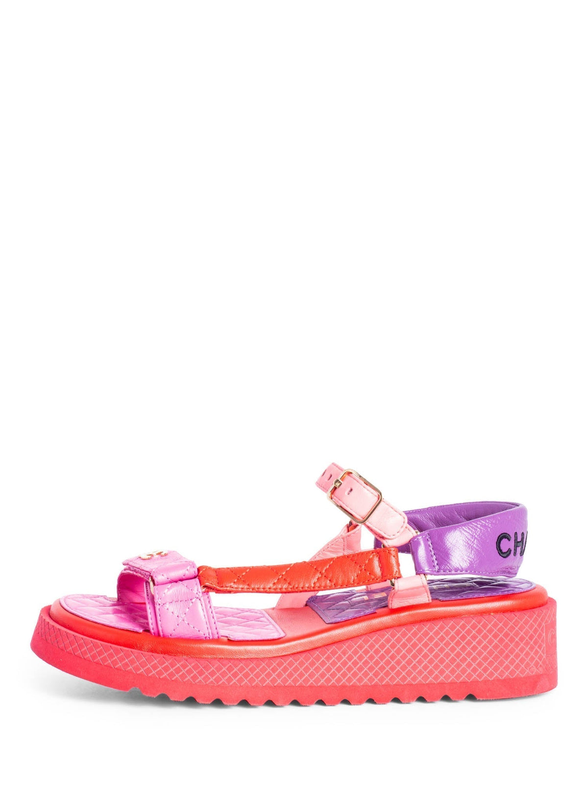 Chanel CC Logo Quilted Leather Platform Sandals Multicolor