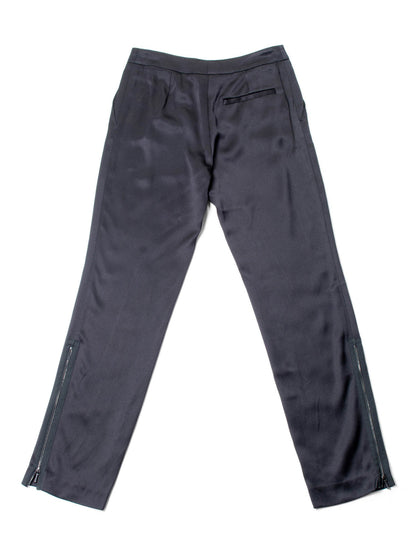 Chanel CC Logo Satin Silk Zippered Pants Black