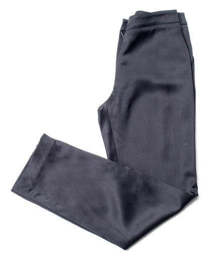 Chanel CC Logo Satin Silk Zippered Pants Black