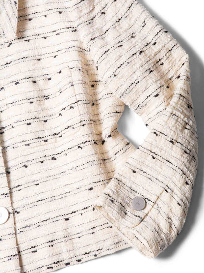 Chanel CC Logo Sequin Tweed Jacket Cream