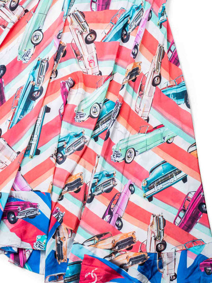 Chanel CC Logo Silk A Line Maxi Runway Dress Multicolor