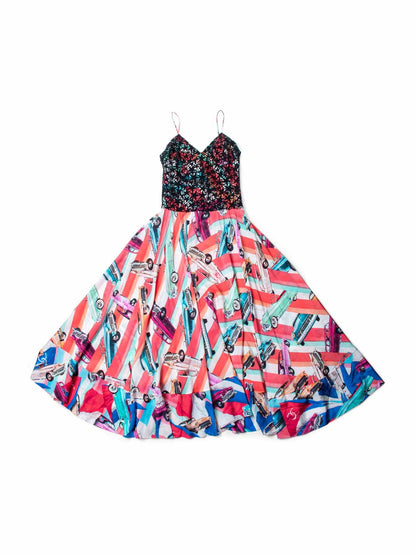 CHANEL CC Logo Silk A Line Maxi Runway Dress Multicolor-designer resale