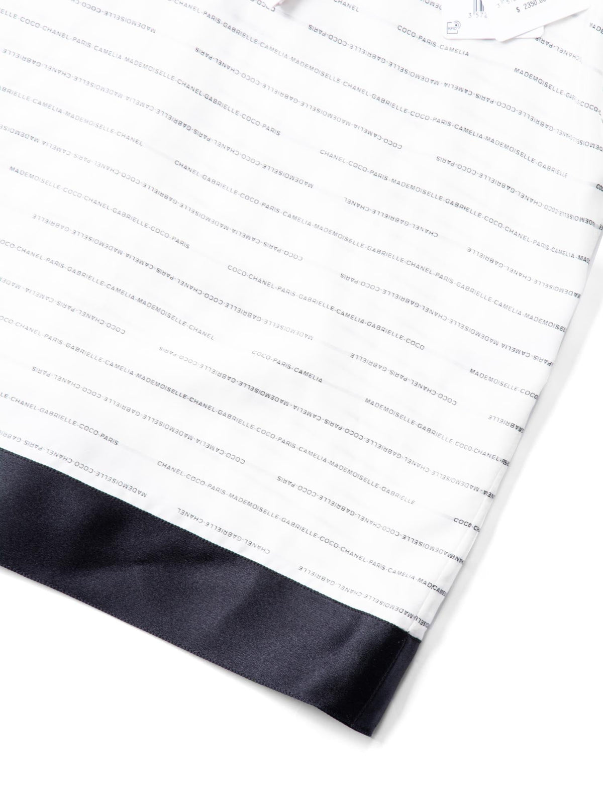 Chanel CC Logo Silk Blouse Black White