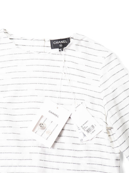 Chanel CC Logo Silk Blouse Black White