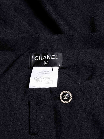 Chanel CC Logo Silk Pleated Shorts Black