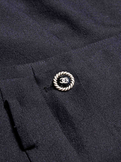 Chanel CC Logo Silk Pleated Shorts Black
