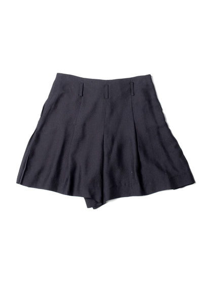 Chanel CC Logo Silk Pleated Shorts Black