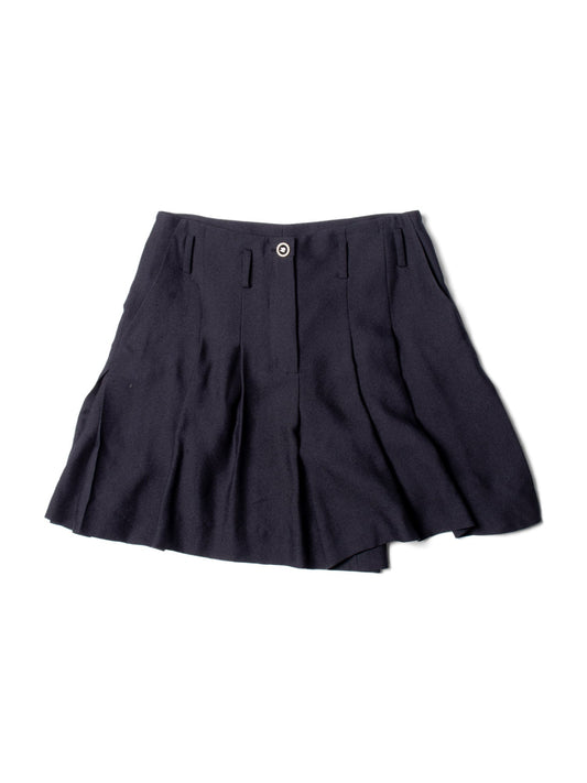 CHANEL CC Logo Silk Pleated Shorts Black-designer resale