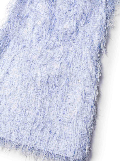 Chanel CC Logo Sleeveless Fringe Mini Dress Blue White