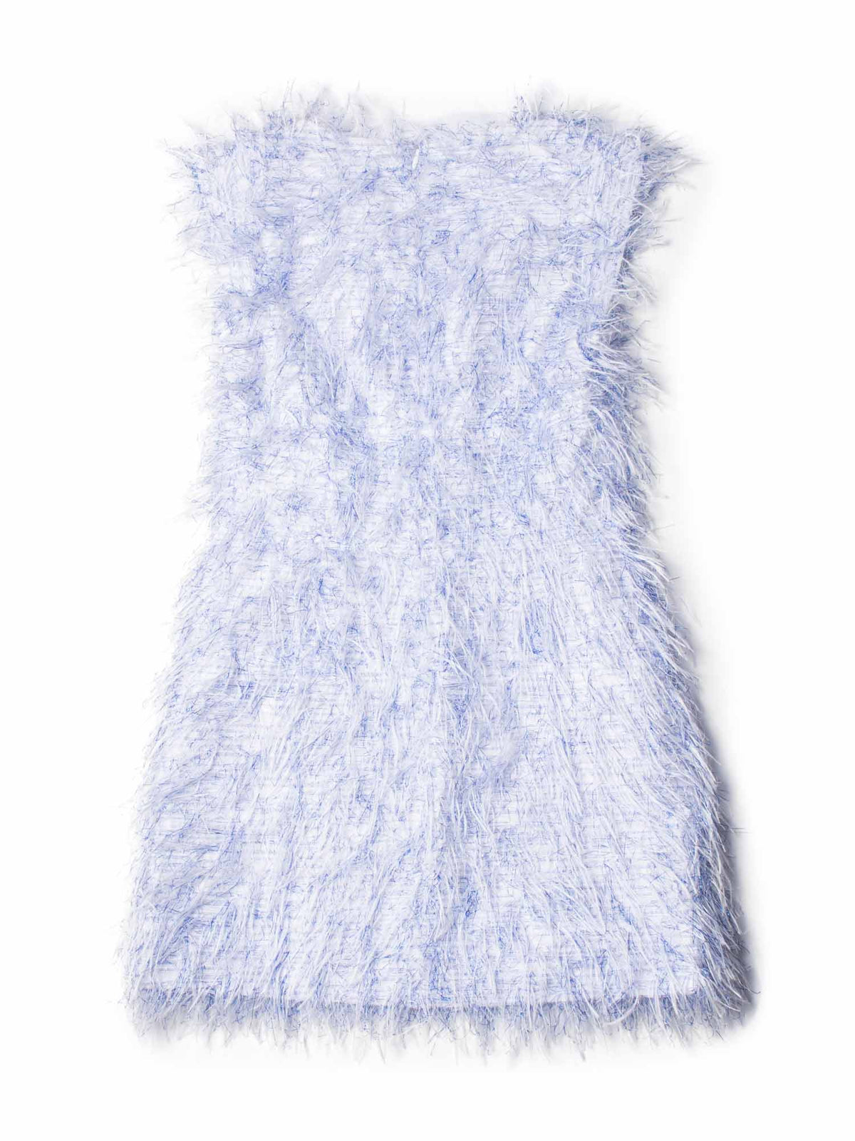 Chanel CC Logo Sleeveless Fringe Mini Dress Blue White