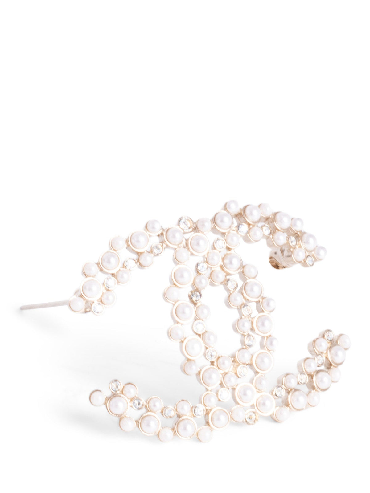Chanel CC Logo Swarovski Crystal Pearl Brooch