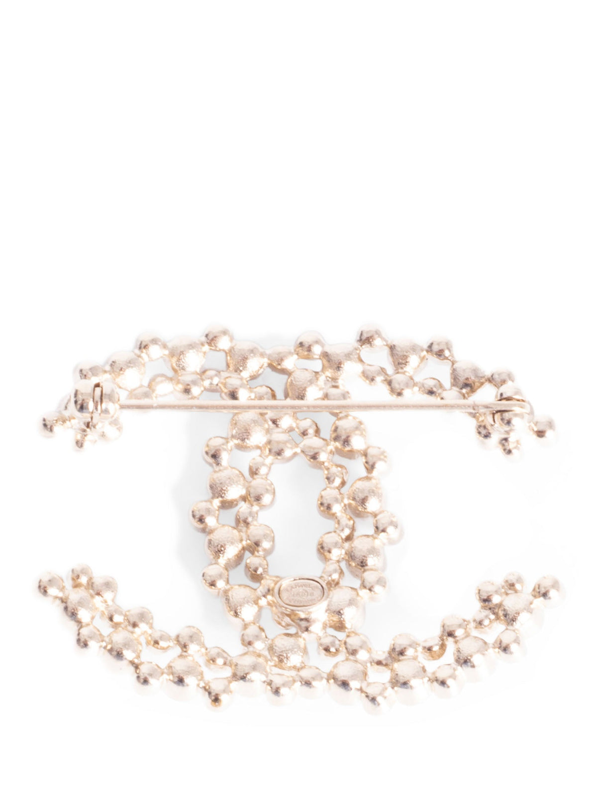 Chanel CC Logo Swarovski Crystal Pearl Brooch