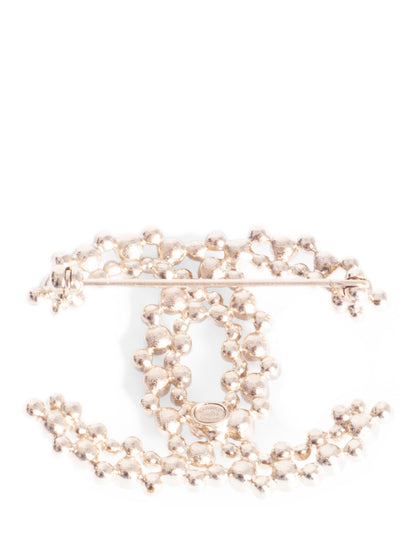 Chanel CC Logo Swarovski Crystal Pearl Brooch