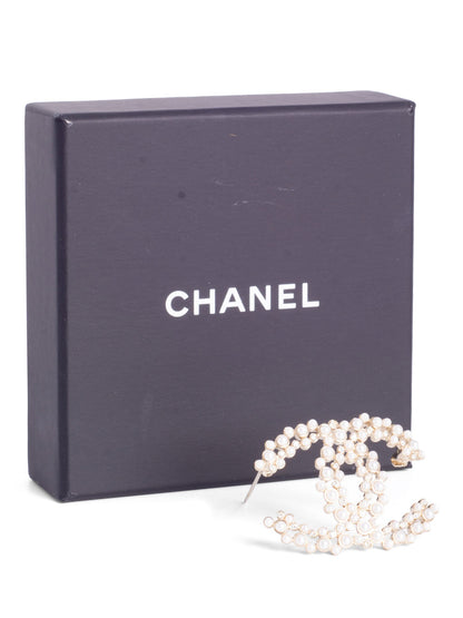Chanel CC Logo Swarovski Crystal Pearl Brooch