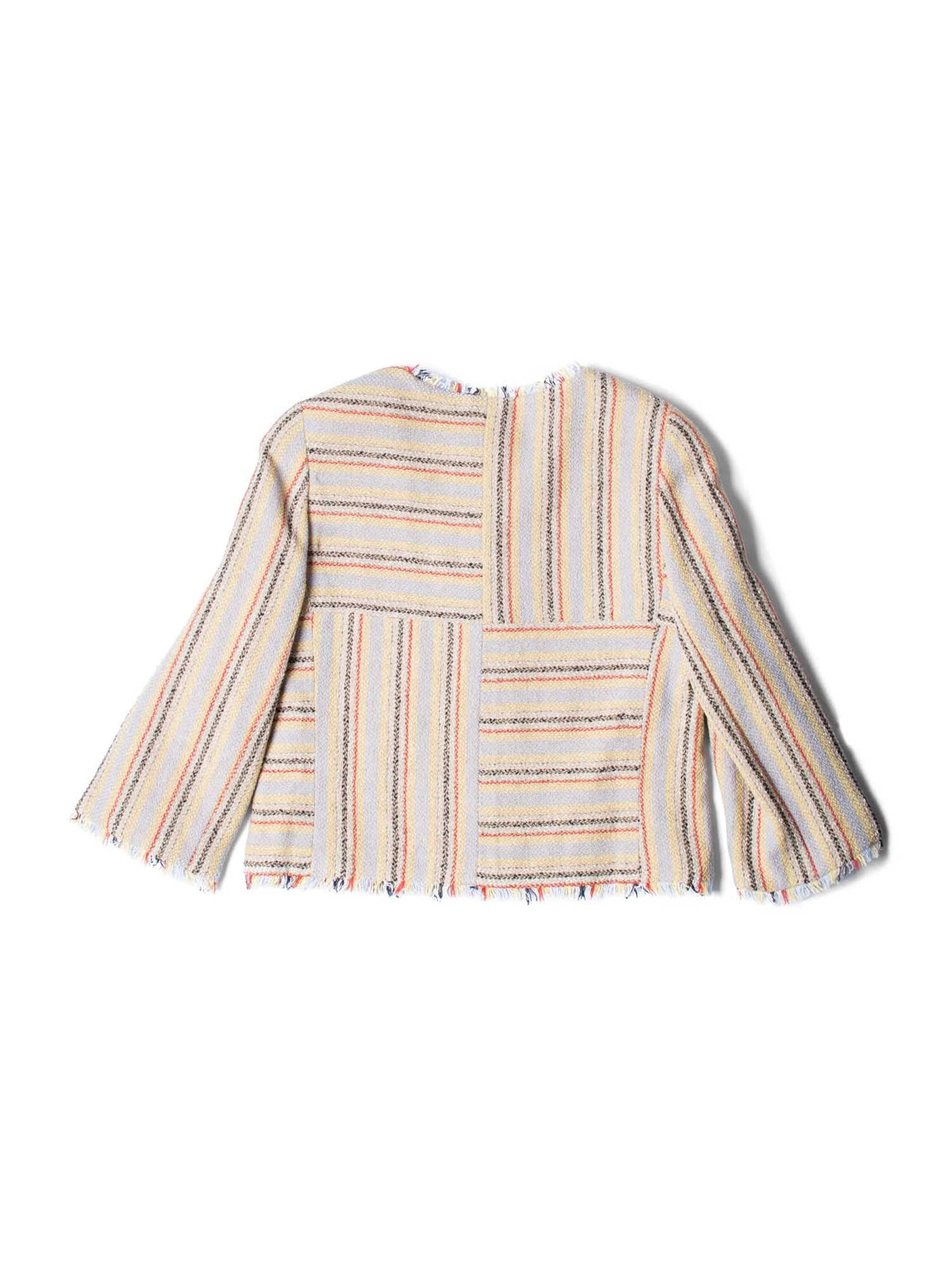 Chanel CC Logo Tweed Fringy Fitted Jacket Beige