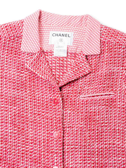 Chanel CC Logo Tweed Jacket Shorts  Piece Set Red