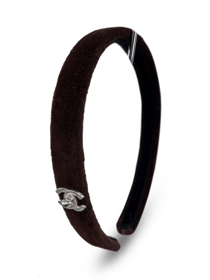 Chanel CC Logo Velvet Hair Band Brown