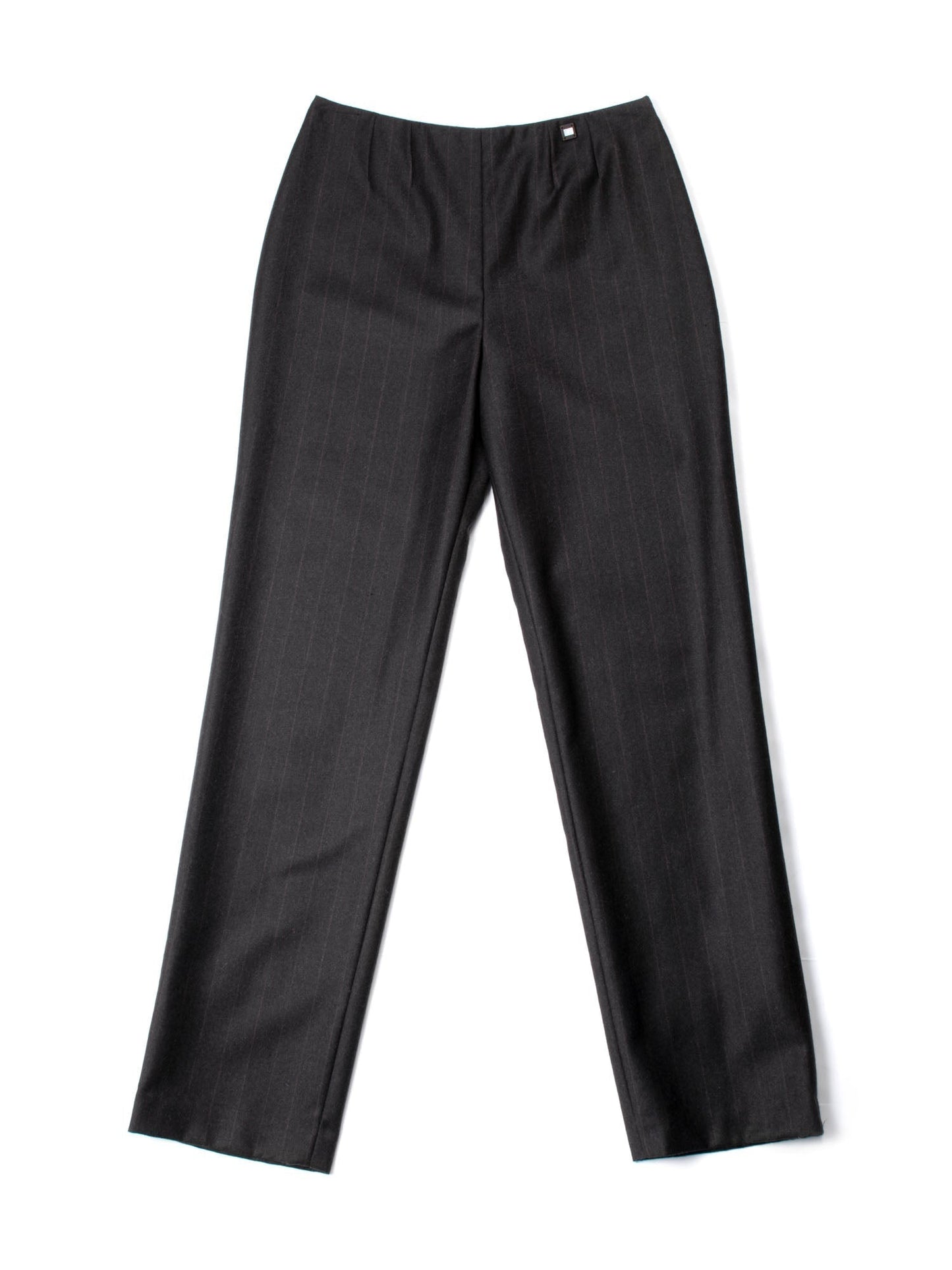 CHANEL CC Logo Wool Cashmere High Waisted Pants Brown-designer resale