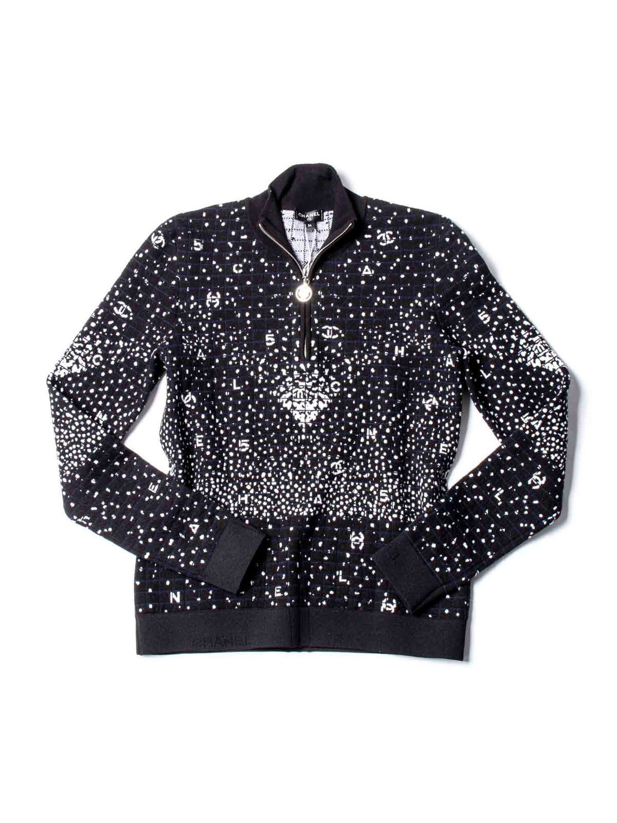 CHANEL CC Logo Wool N5 Sweater Black White-designer resale