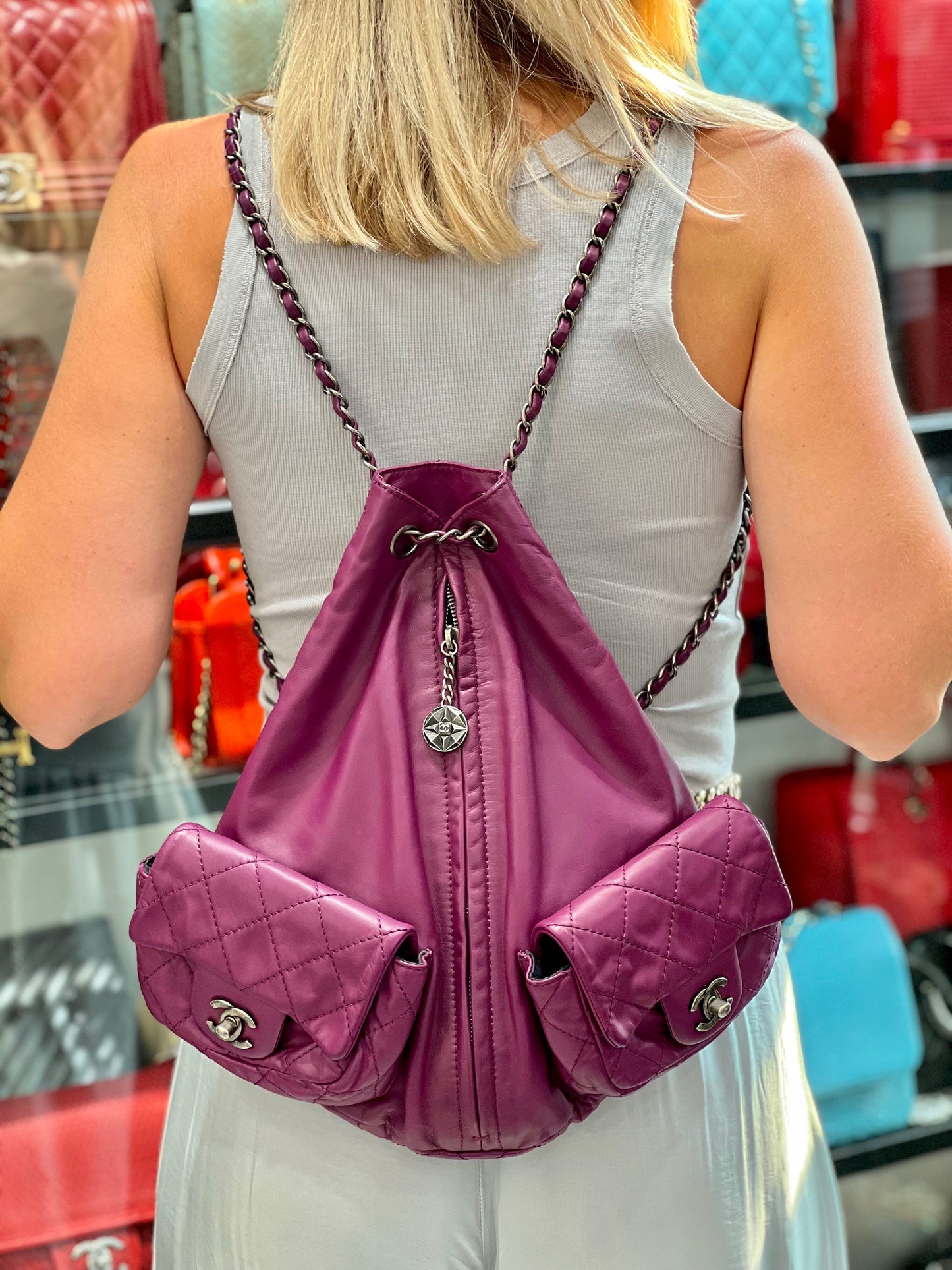 CHANEL CC QUILTED LAMBSKIN MINI BACKPACK