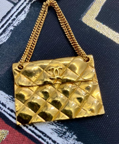 CHANEL CC QUILTED BAG MOTIF BROOCH PIN CORSAGE