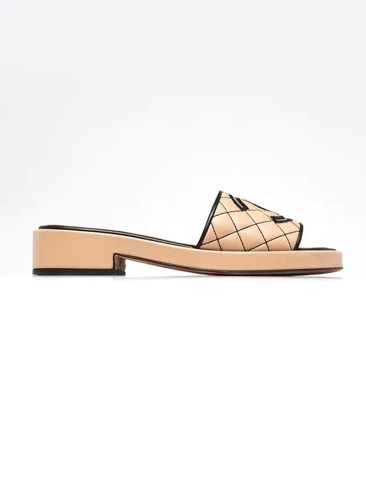 CHANEL CC QUILTED LAMBSKIN LEATHER MULES