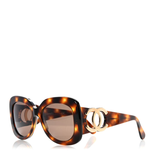 CHANEL CC TORTOISE OVERSIZED SUNGLASSES