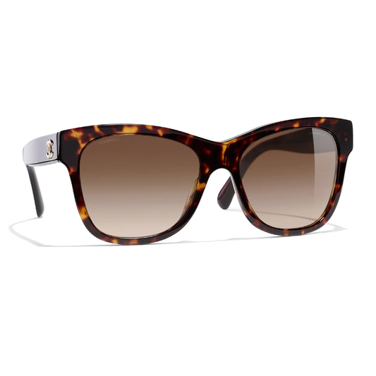 CHANEL TORTOISE FRAME SQUARE SUNGLASSES
