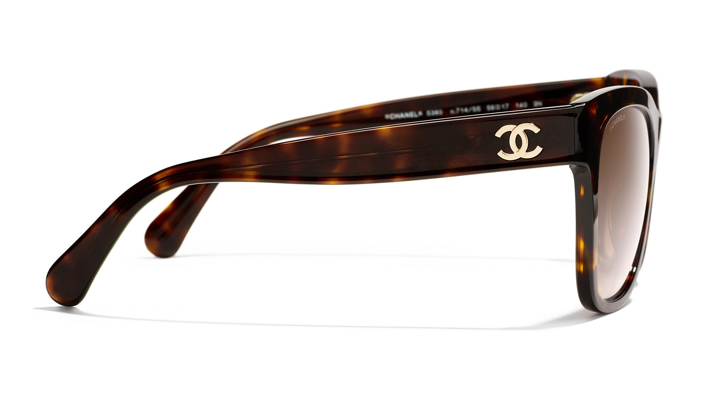 CHANEL TORTOISE FRAME SQUARE SUNGLASSES