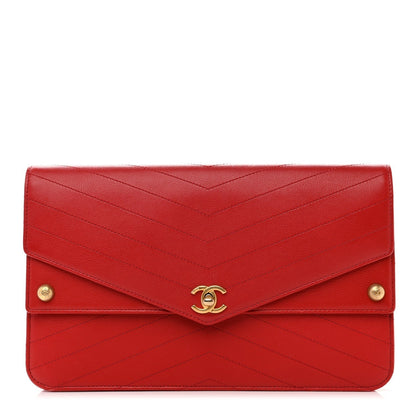 CHANEL CALFSKIN CHEVRON QUILTED CASUAL TRIP CLUTCH BAG