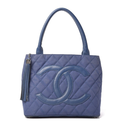 CHANEL QUILTED CANVAS CAVIAR TASSEL TOTE BAG